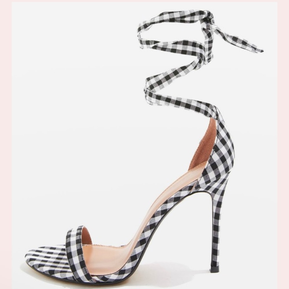 Topshop Majorca Black and White Gingham Sandals